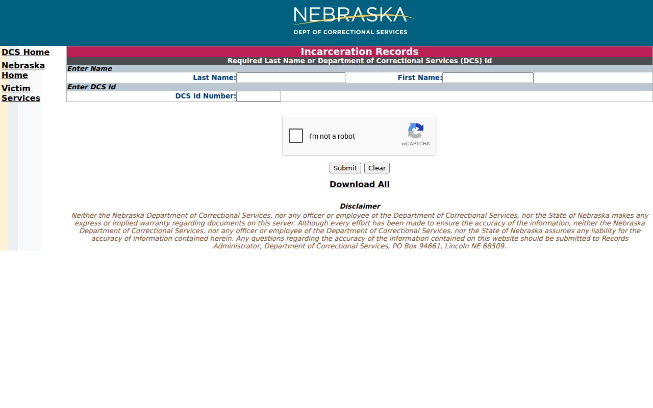 Dawes County arrest search NDCS incarceration locator