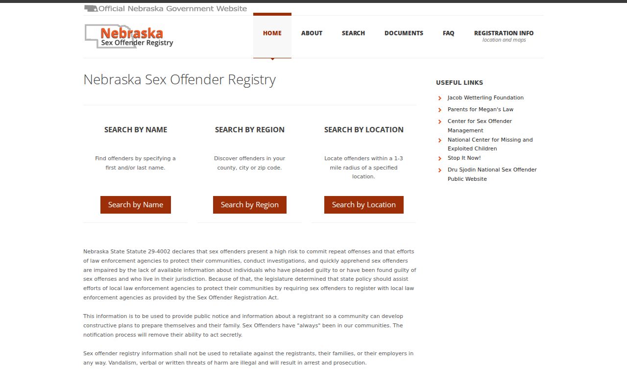 Dawes County sex offender lookup Nebraska registry search modes